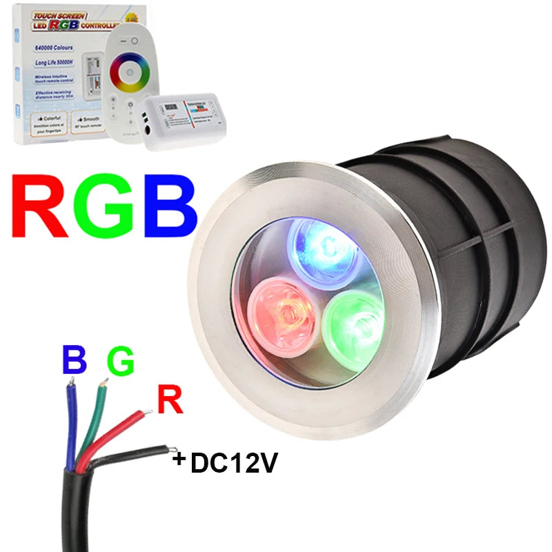 lumière led spot sous terrain rgb argent noir moderne ip68 9w 18w 24vextérieur