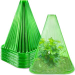 cache plantes vert transparent rayures conique fixé sol protection plantes gel oiseaux escargots