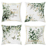 coussin blanc feuilles eucalyptus papillons texte sweet love hope zipper 45x45cm