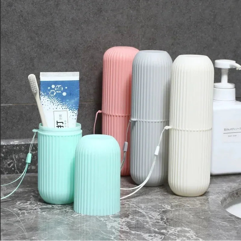 organisateur brosse dents portable rose blanc gris vert rayé moderne imperméable eco friendly PVC