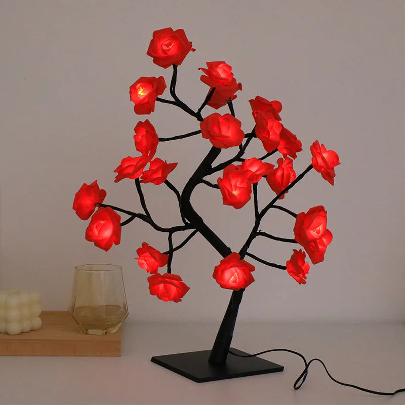 veilleuse arbre fleurs lumineuses rose contemporaine minimaliste chambre vacances decoration