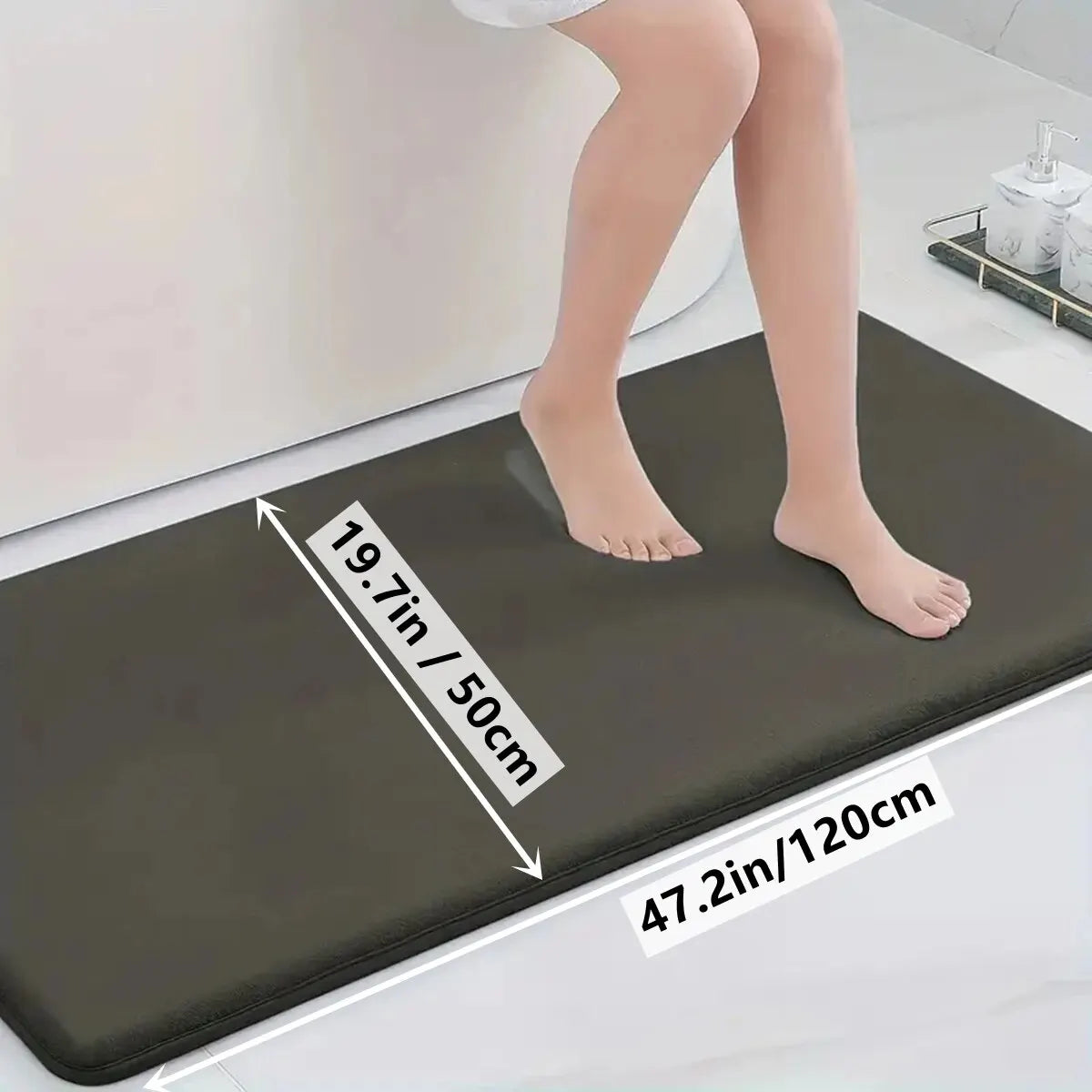 tapis bain bleu marine noir gris uni velours moderne antidérapant salle bain adhésif grande