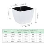 pots auto arrosants indicateur niveau eau moderne plante verte intérieur blanc bleu clair contemporain