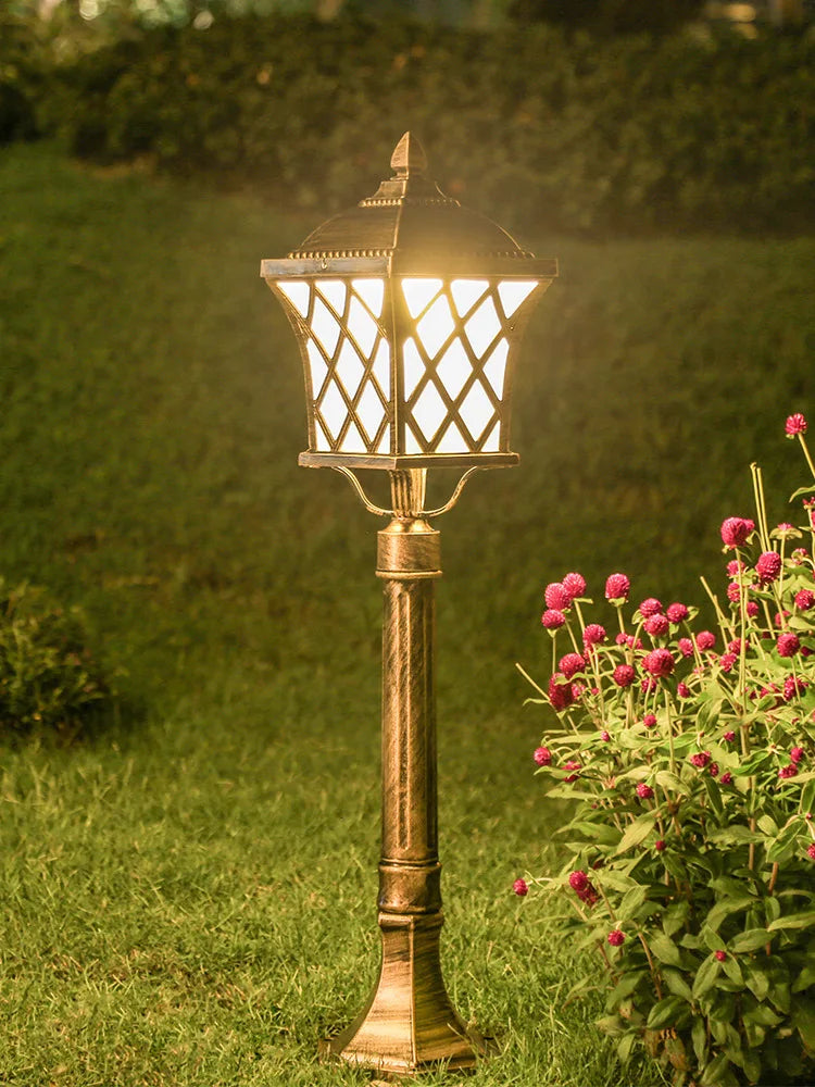 lampe sol extérieure ip65 noir bronze led 2492000lm grille ajourée classique vintage aluminium
