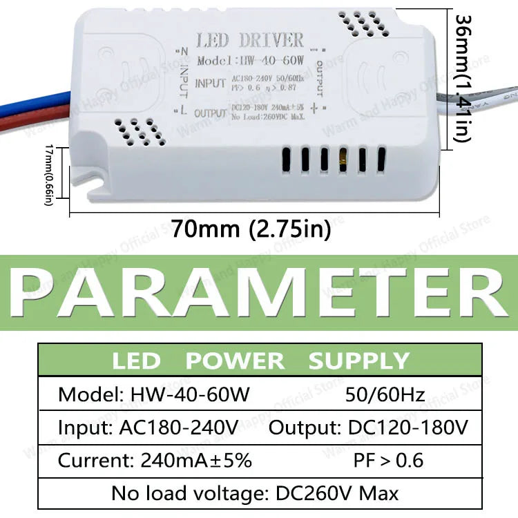 driver led blanc 40 60w constant current adhésif moderne câbles certifié rohs