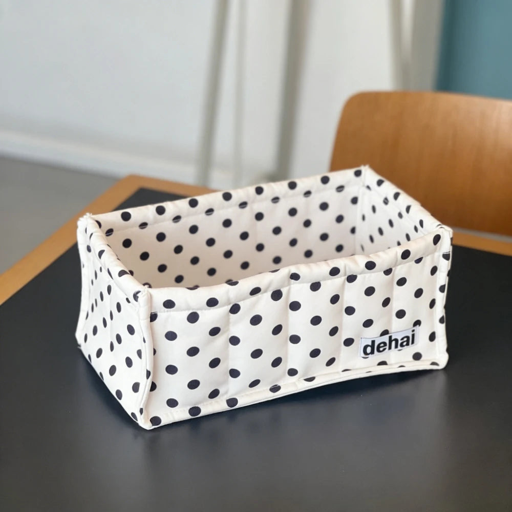 boîte rangement moderne bleu clair jaune clair blanc rayures fines tissu amovible pratique sans