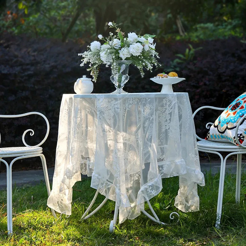 nappe table fleur brodée vert clair semi transparente classique réutilisable machine printemps été automne