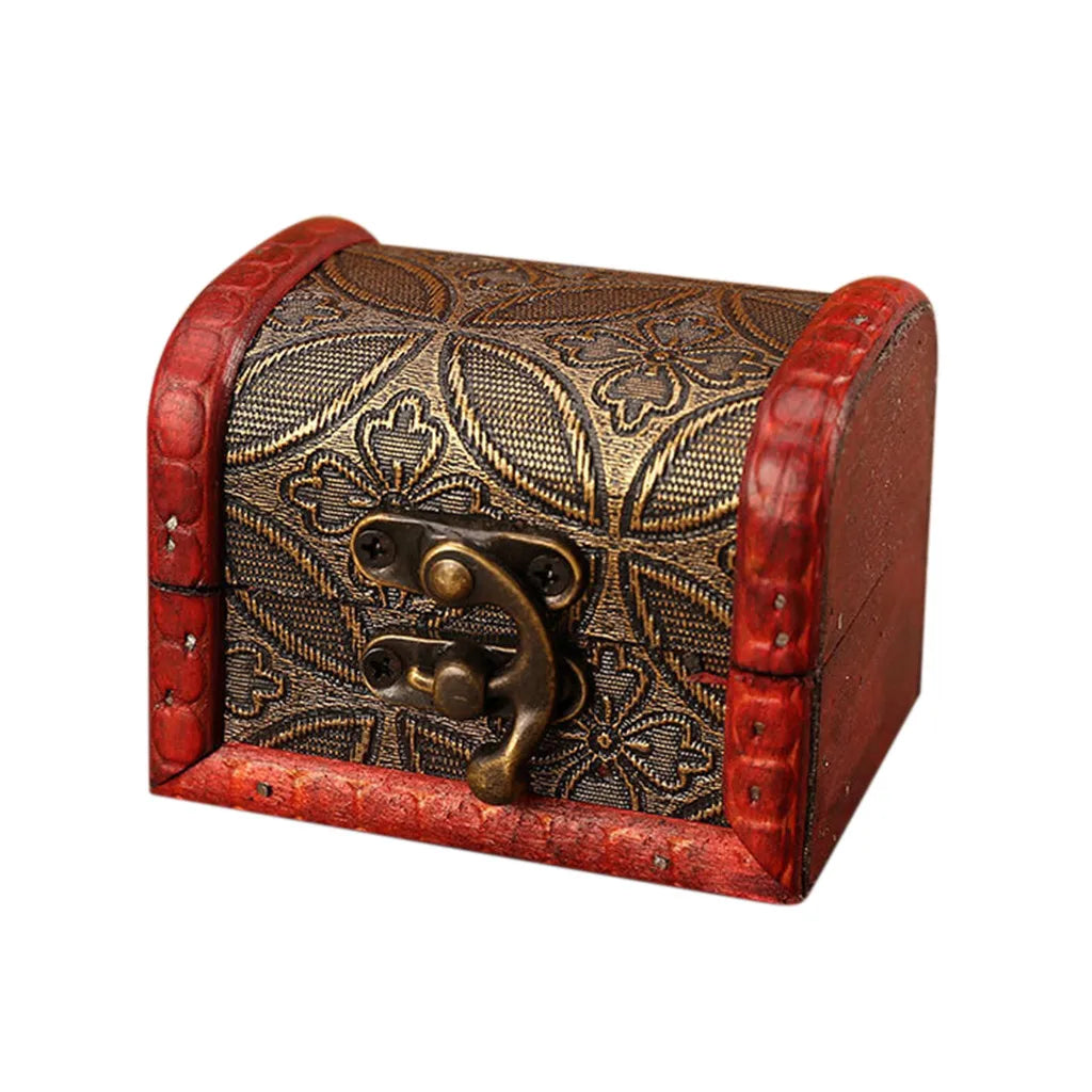 boîte bijoux vintage rouge marron floral cadenas collier bleues oranges artisanal respectueux environnement