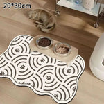 tapis nourrir animal blanc gris motif géométrique moderne anti dérapant deux bols métal