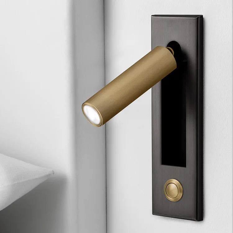 lampes murales modernes interrupteur bouton lisse métallique noir argenté bronze doré minimaliste