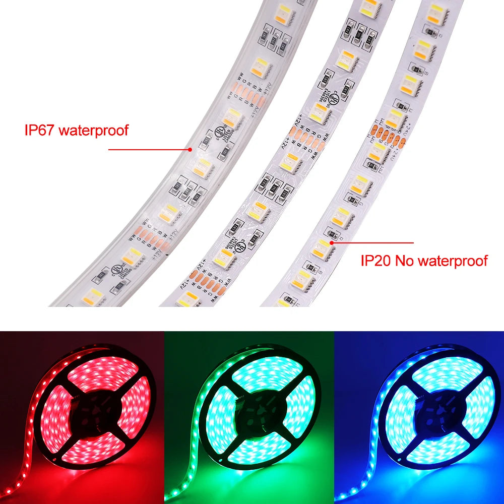 ruban led flexible rgb blanc chaud ip65 60leds adhésif moderne étanche 5m