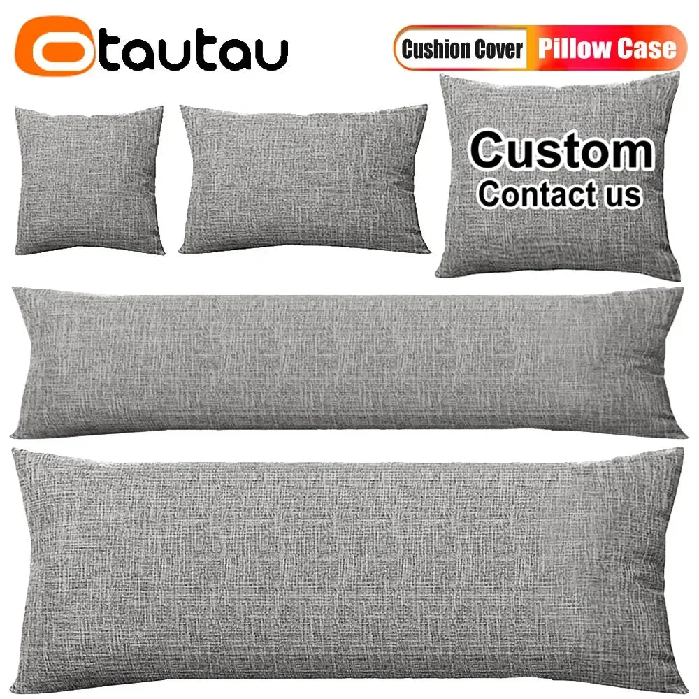 coussin gris texture lin moderne fixation double épaisseur maison lit