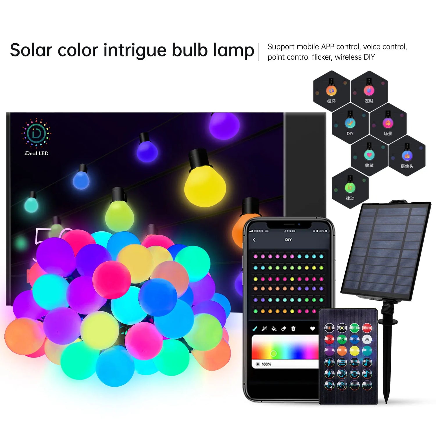 Ampoule LED G40 colorée de la guirlande solaire
