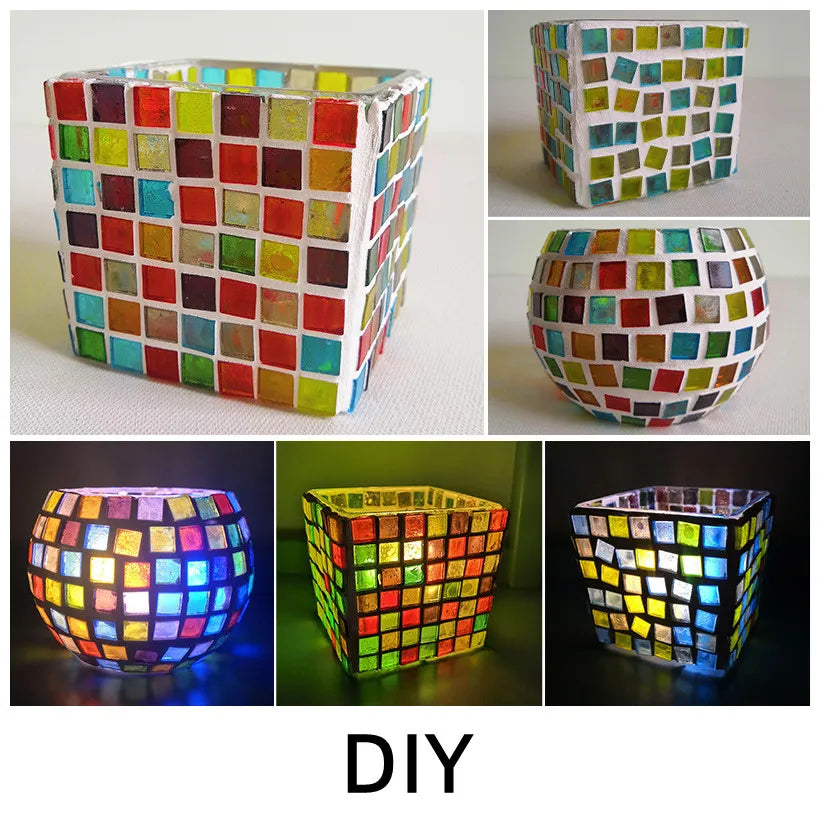 mosaïque carrée multicolore moderne stickers autocollants transparents brillants 50 pièces enfants décoration murale