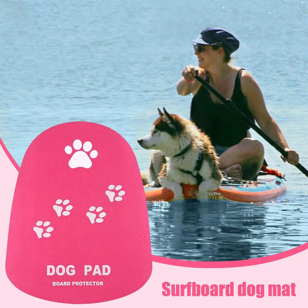 tapis antidérapant impermeable pvc chiens surf traction planches paddleboard kayak externe motifs pattes blancs