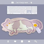 tapis souris chaton dessin animé orange blanc gris rose bleu motifs floraux poissons non