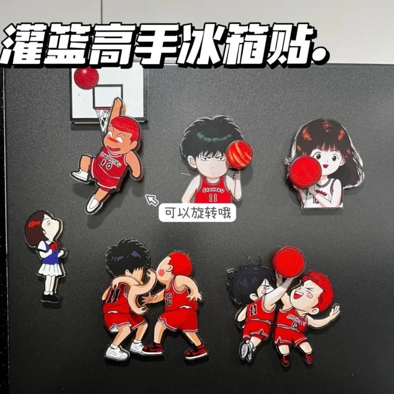 aimants réfrigérateur slam dunk personnages basket animés rouge blanc noir cartoon