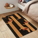tapis antidérapant imprimé teckels moderne noir marron clair résistant lavable extérieur porte sol