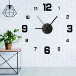 horloge murale moderne numéros blancs fond noir 40cm decoration salon silencieuse autocollant mural