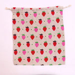 sac rangement coton rose flammes fraises vintage doux portefeuille voyage