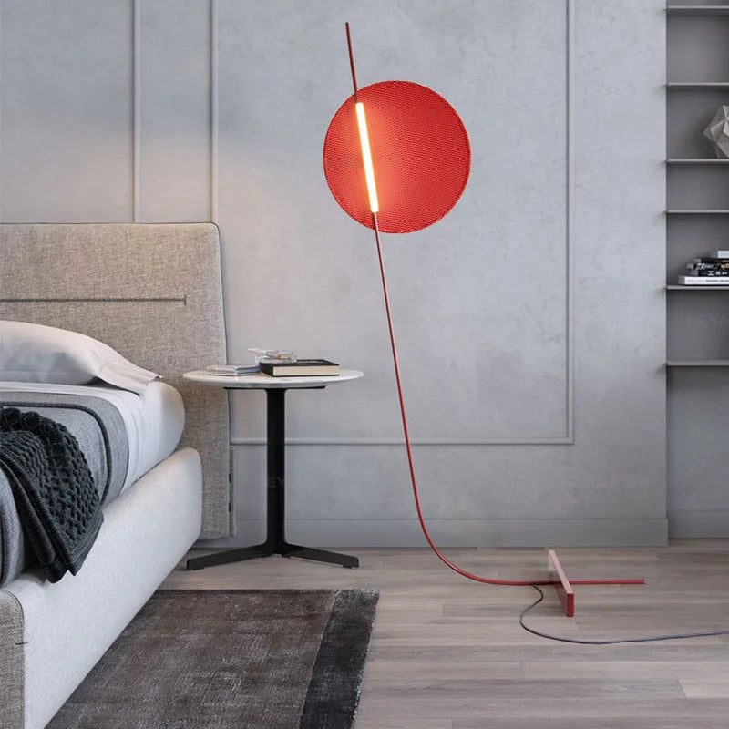 lampe sol rouge moderne fer haut bas sans ombre interrupteur bouton led 249 2000