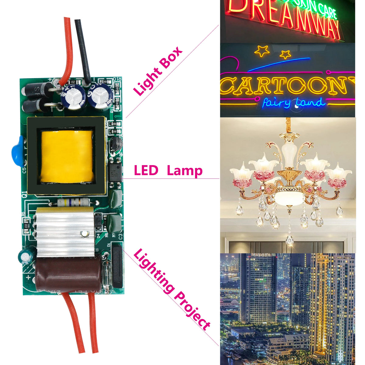 transformateur led 12v 24v alimentation 1a 2a 3a 6w 12w 24w 36w circuits imprimés