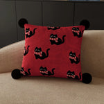 coussin housse chat noir foulard imprimé polyster rectangle décoration cartoon