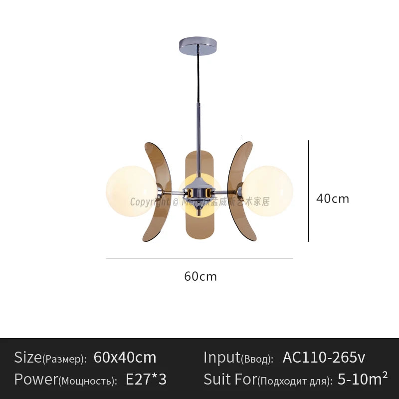 suspension lumineuse moderne disques géométriques blanc marron orange doré