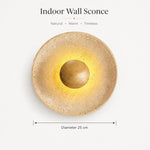 lampe murale pierre naturelle led beige marron foncé texture bois minimaliste fixée mur opaque