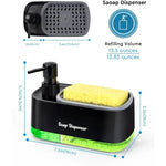 distributeur savon mousse double liquide moderne noir vert bleu mat opacité gant éponge grille