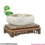 support bois sculpté artisanal miniature base sculpture vase plantes traditionnel chinois trépied