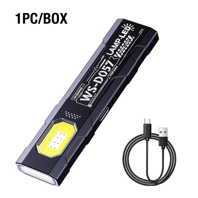 lampe torche rechargeable led aimantée noire moderne compacte fenêtre jaune lumineuse
