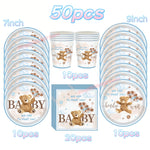 assiettes jetables anniversaire ours enceinte ballons napkins tablecloth thème bébé festive
