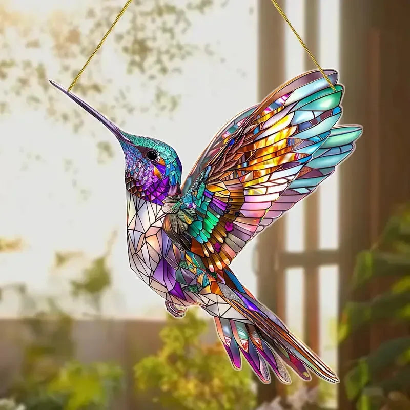 colibri suspendu mosaïque artisanale couleurs vives intérieur décoration ornement maison chambre