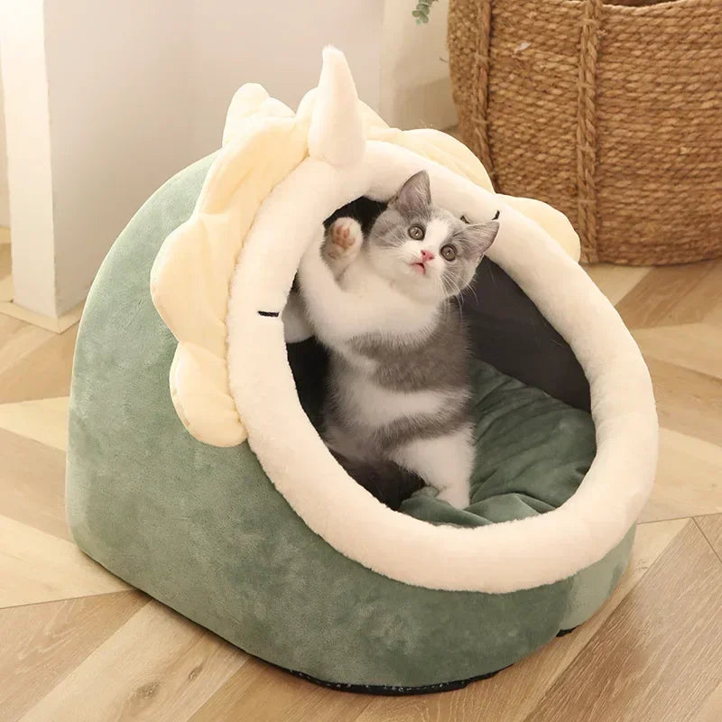 lit chat doux moelleux gris beige orange vert confortable tapis coton respirant