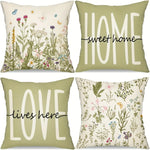 housse coussin polyester motif floral fleurs papillons decoration maison lit moderne rustique
