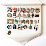 foulard moderne imprimé broches blanc tringle fixations 30cm 27.5cm