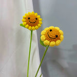 bouquet fleurs artificielles jaune marron vert crochetées décoration intérieure maison anniversaire mariage