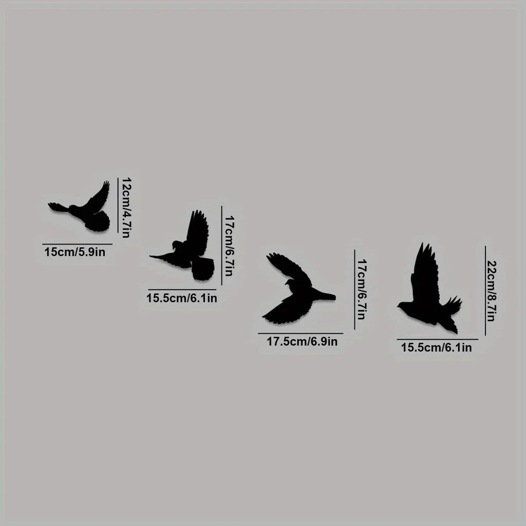 décoration murale oiseaux vol silhouettes minimalistes adhésifs noir métalintérieur maison set pièces