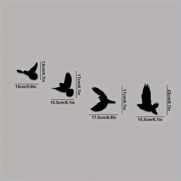 décoration murale oiseaux vol silhouettes minimalistes adhésifs noir métalintérieur maison set pièces