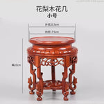 support bois sculpté asiatique traditionnel base plante décoration intérieure vintage trépidation florale complexe