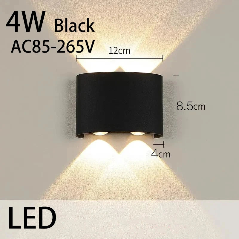 applique murale led noir contemporaine fixée mur 10w ip65 étanche 10 ampoules led