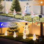 décoration noël bonhommes neige lumineux piquet glitter blanc vert jaune rose festiveextérieur jardin