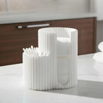 boîte rangement coton tiges tampons blanc rayures moderne minimaliste