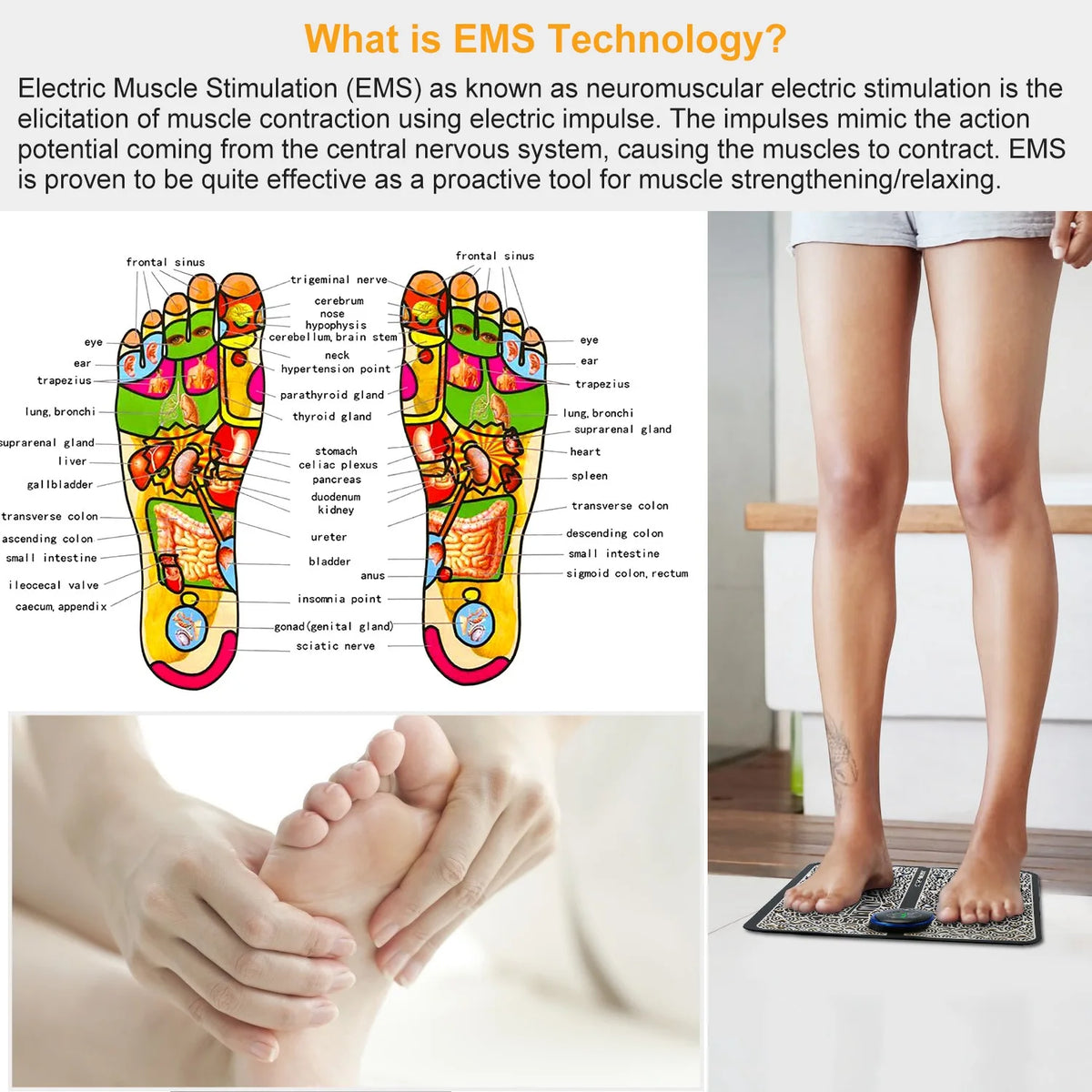 tapis massage pieds électrique ems moderne télécommande ajustable relaxation musculaire confortable minimaliste