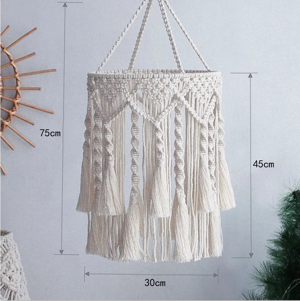 suspension macramé tissé main franges boho chic corde coton beigeclair designintérieur