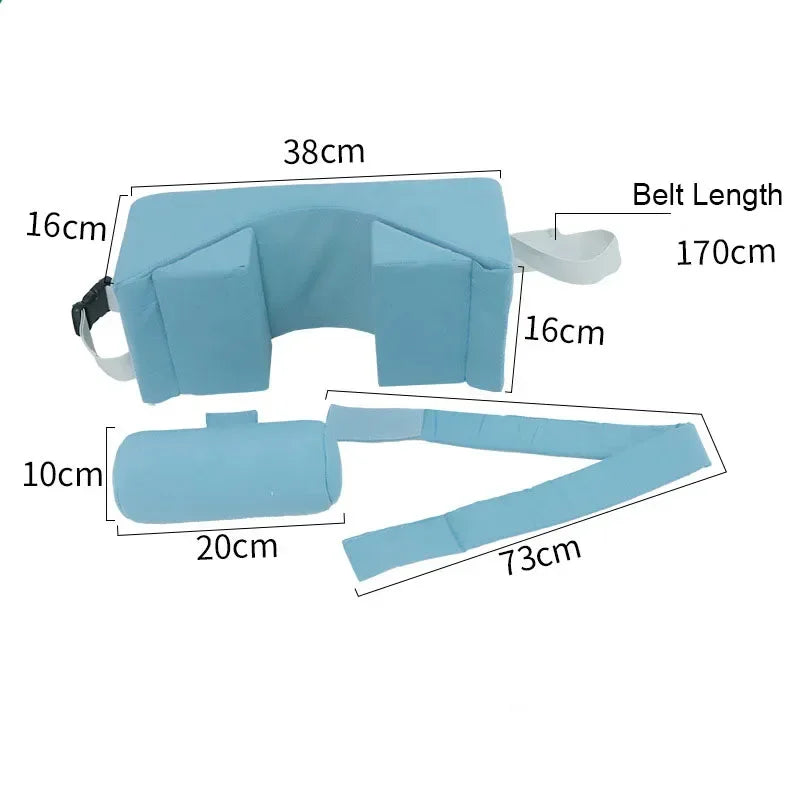 appui tête bleu clair coussins oreillers ceinture réglable poches ergonomique personnes alitées maintien position