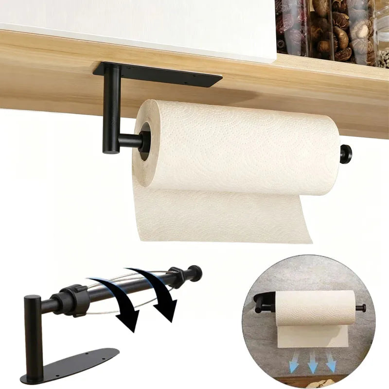 porte serviettes enroulable acier inoxydable noir moderne plaque fixation rondelle cuisine