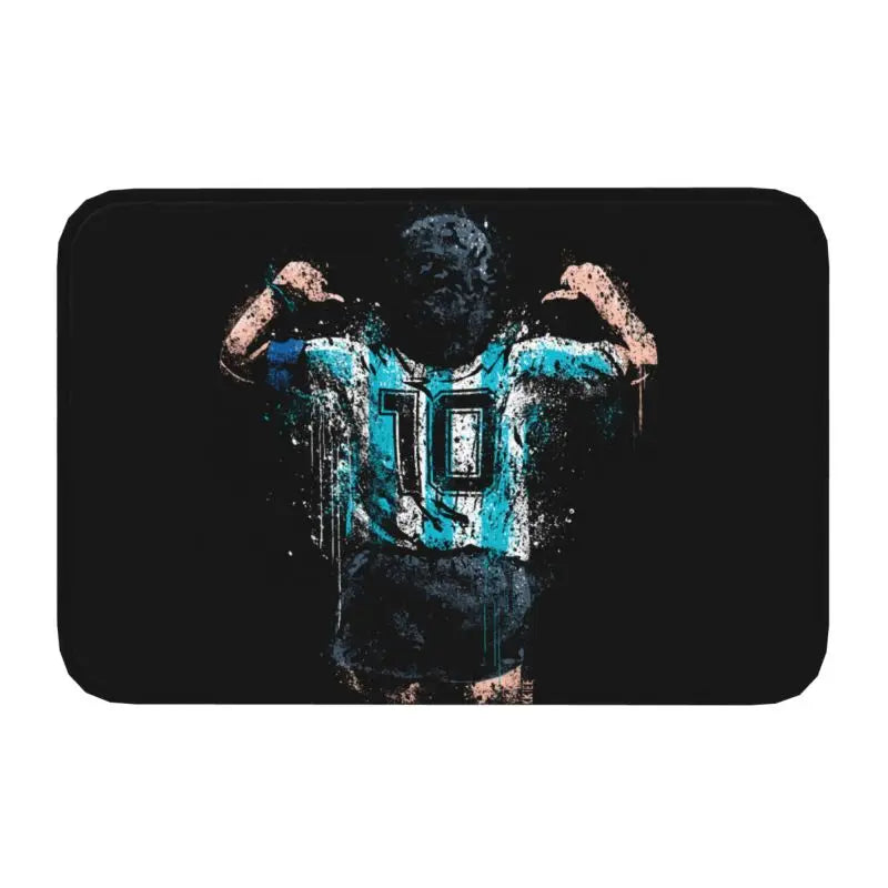 tapis noir bleu blanc maradona signature numéro moderne extérieur antidérapant imperméable sol porte