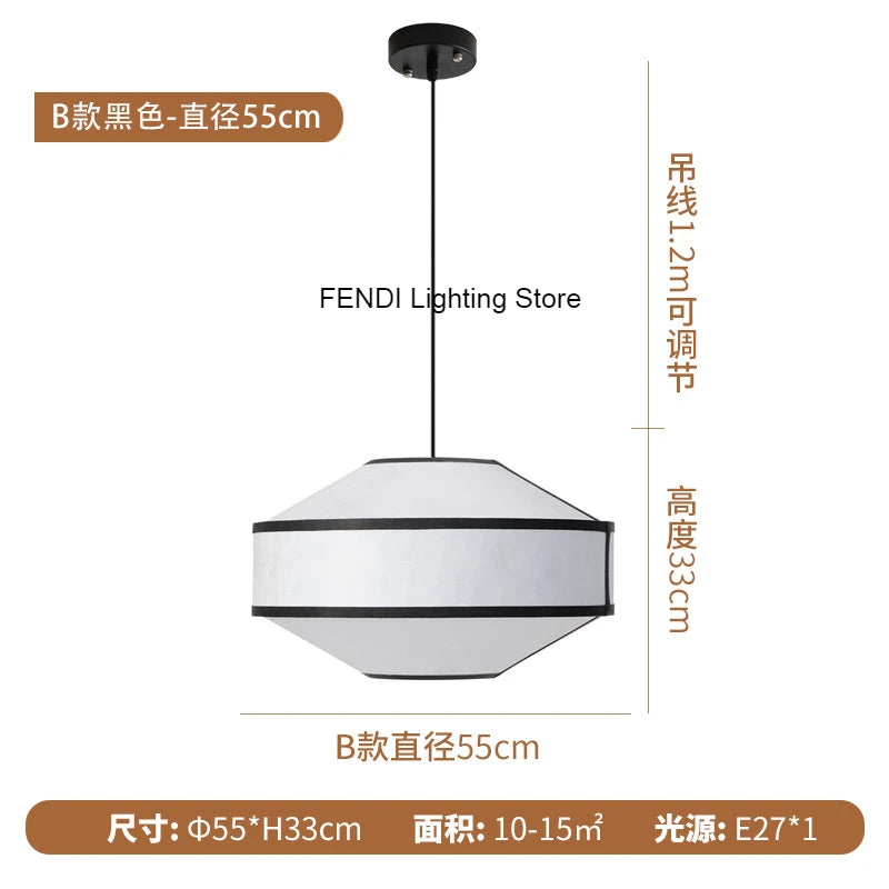 suspension lumineuse tissu blanc beige moderne minimaliste lustre salon chambre intérieur épuré